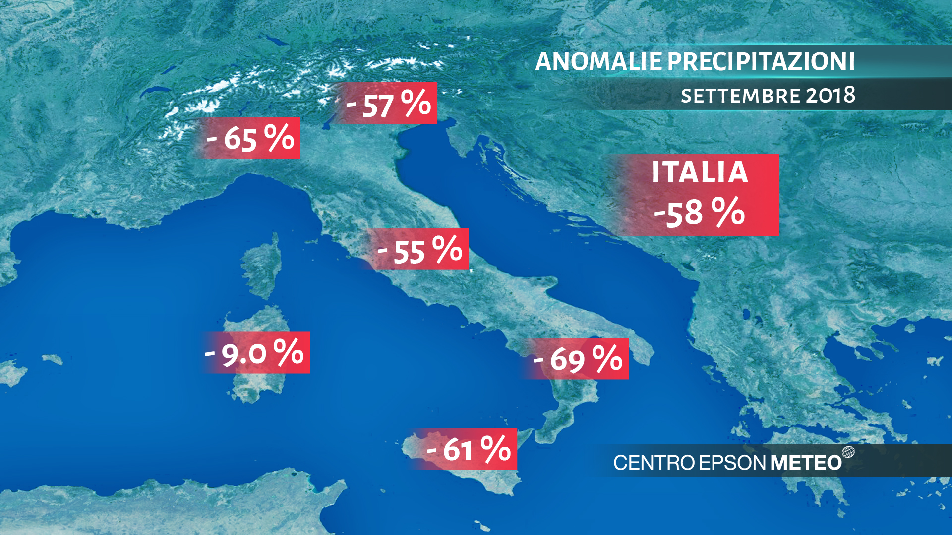 Le anomalie delle precipitazioni di settembre 2018, il terzo più caldo degli ultimi 60 anni